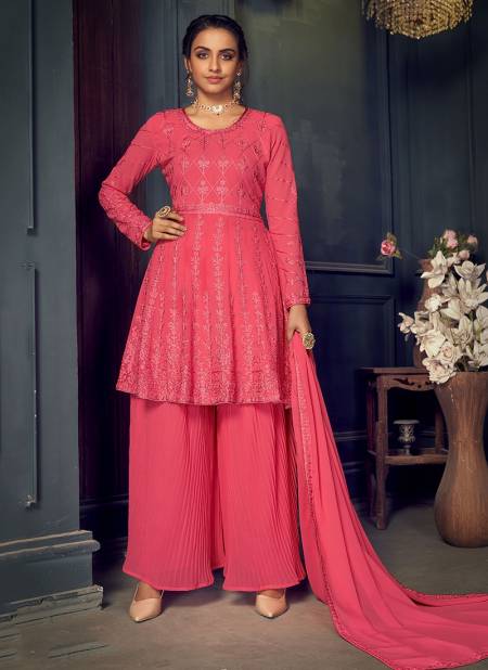 Pink Colour RANGAT Heavy Designer Party Wear Fox Georgette Fancy Sharara Suit Collection 205